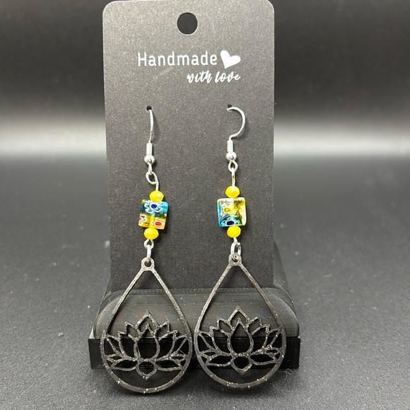 Lotus Teardrop Earrings - Picture 1 of 6